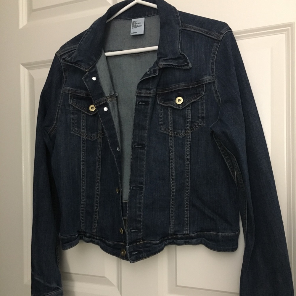 H&M Cropped Dark Wash Jean Jacket